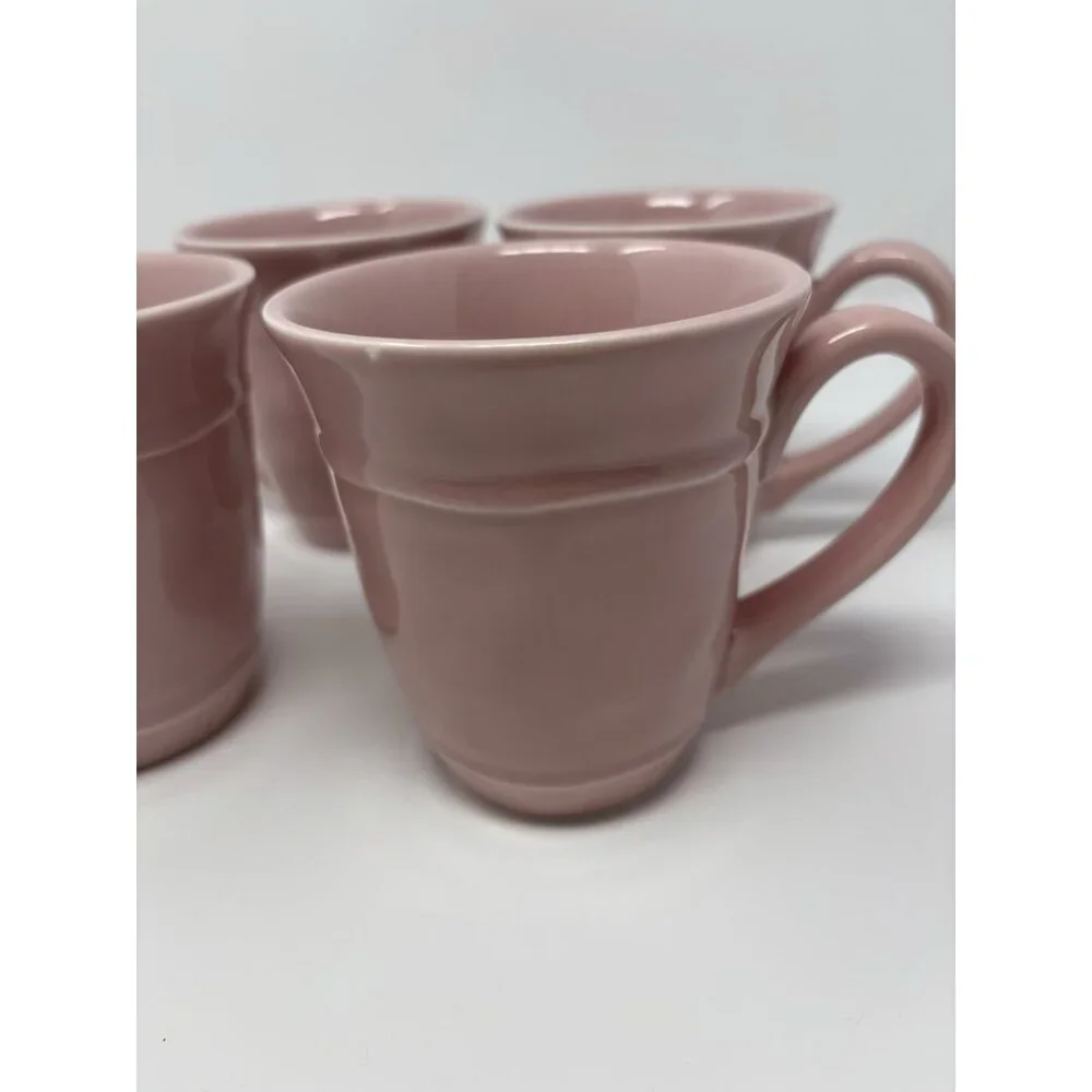 Pottery Barn Cambria Handcrafted Stoneware Mugs Rose Color Set Of 4